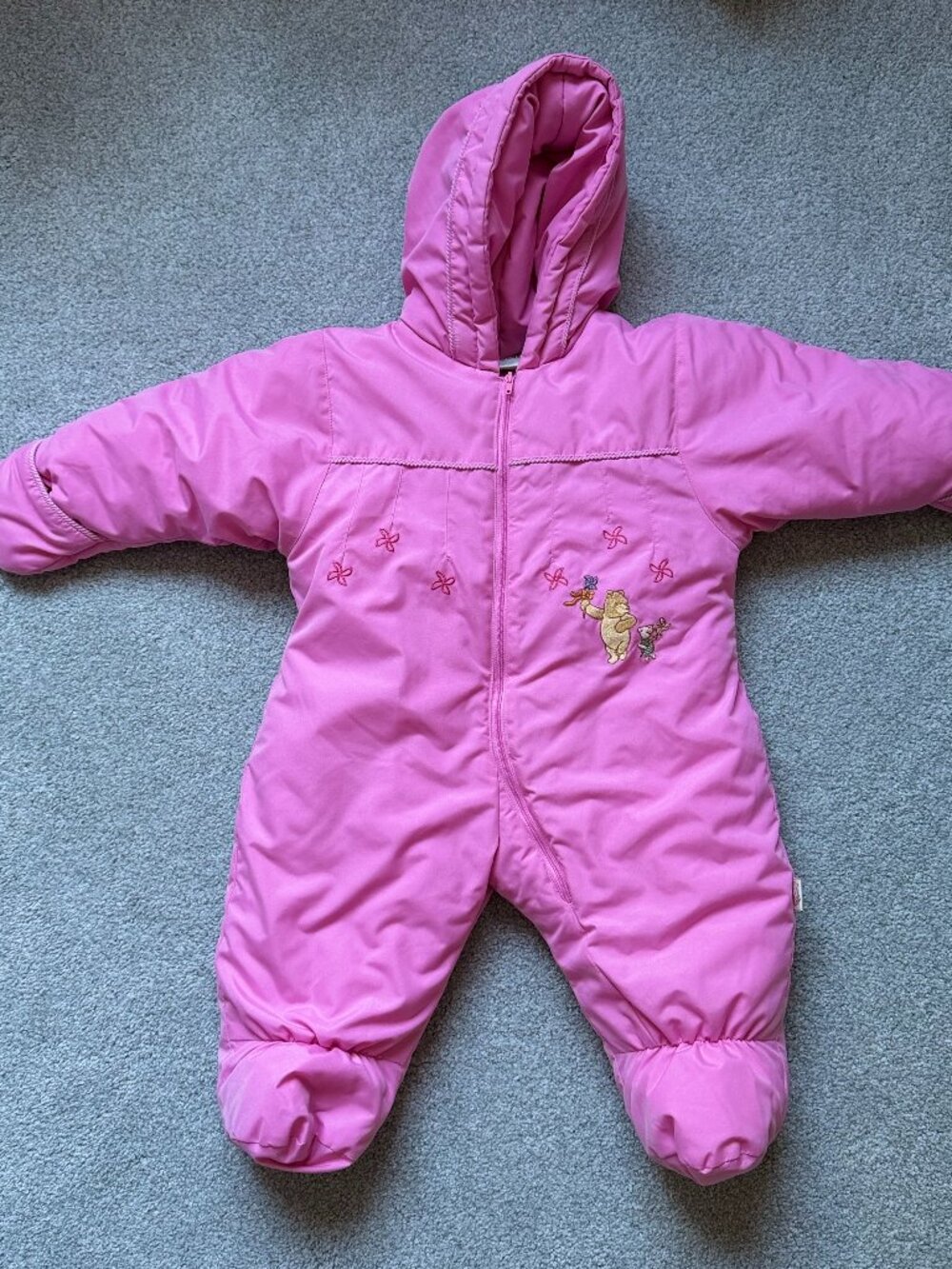 Classic Pooh Vintage Pink Snowsuit Zip Up 6/9m